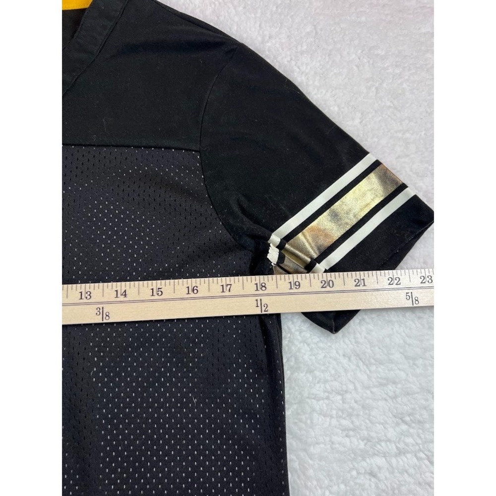 Majestic Pittsburgh Steelers Women's L Lace Up Mesh Jersey Shirt Black Gold NFL - Picture 3 of 8